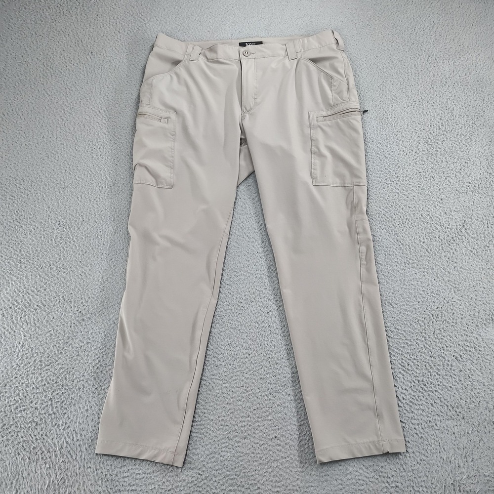 5.11 Tactical Pants Mens 38x32 Khaki Stretch Cargo Zip Pockets Hiking 74556-956